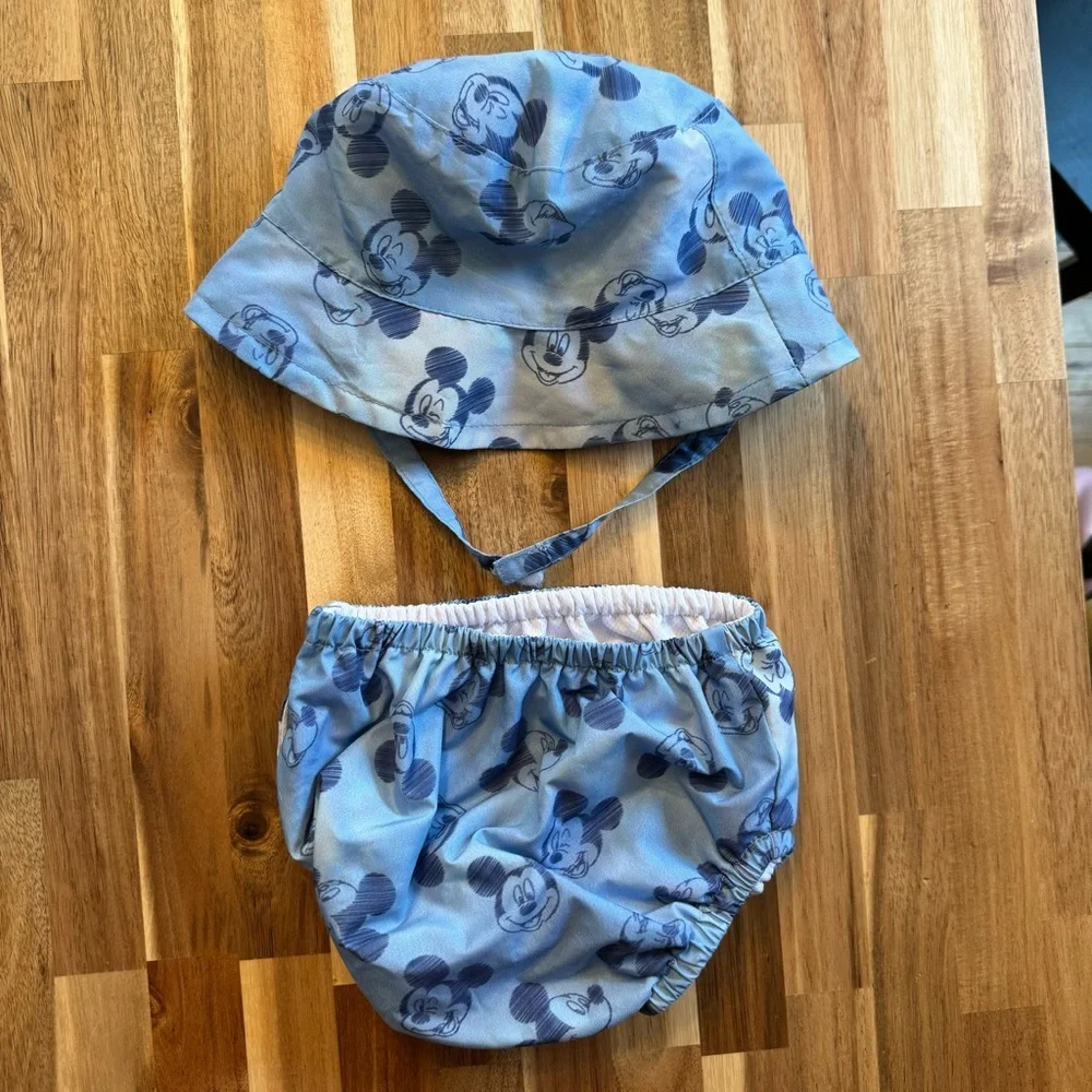Disney Mickey Mouse Baby Swim Diaper and Bucket Hat Set‎ Blue 18M